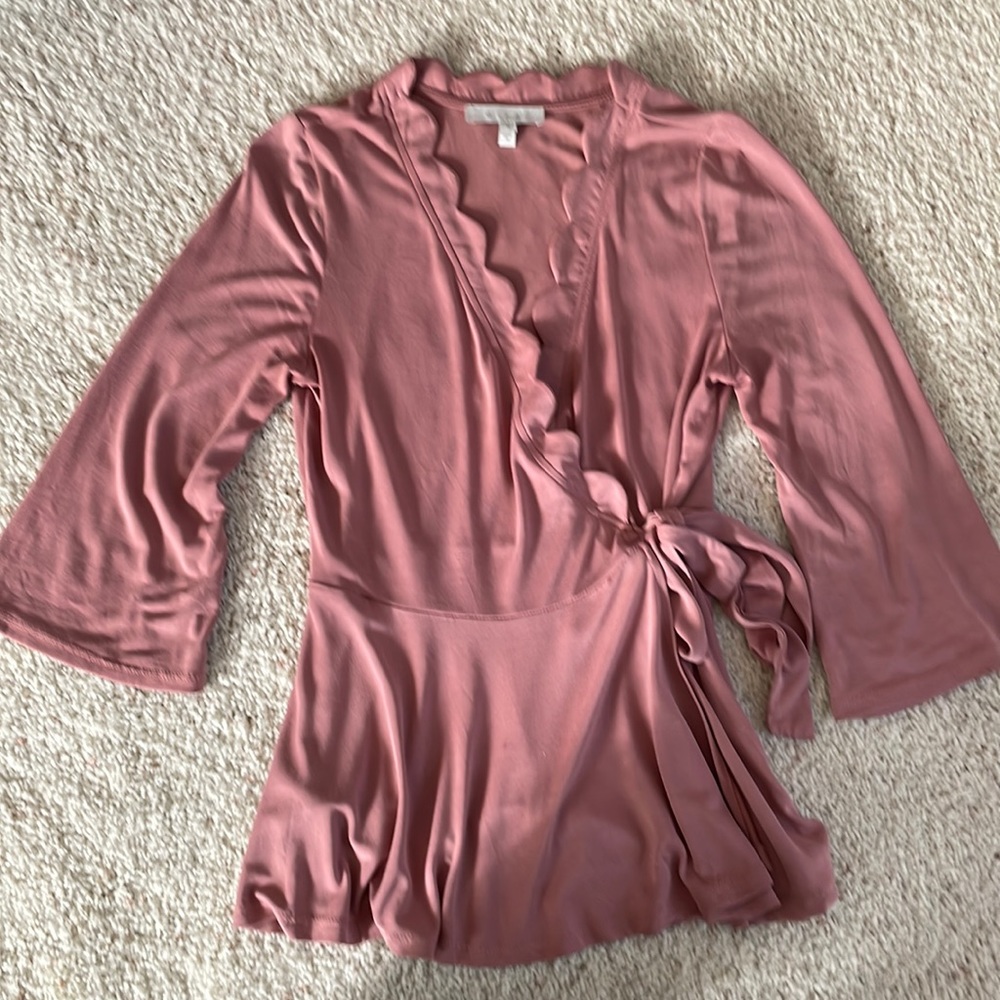 Eri + Ali Scalloped Neck Wrap Top (Anthropologie)